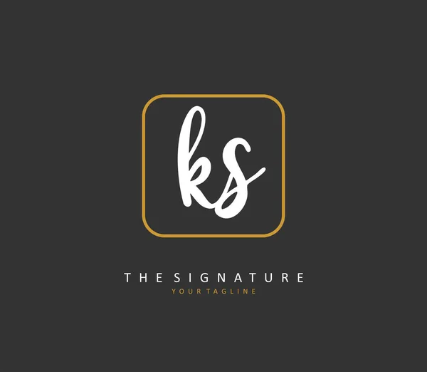 K初期文字の手書きと署名のロゴ テンプレート要素付きのコンセプト手書きの初期ロゴ — ストックベクタ