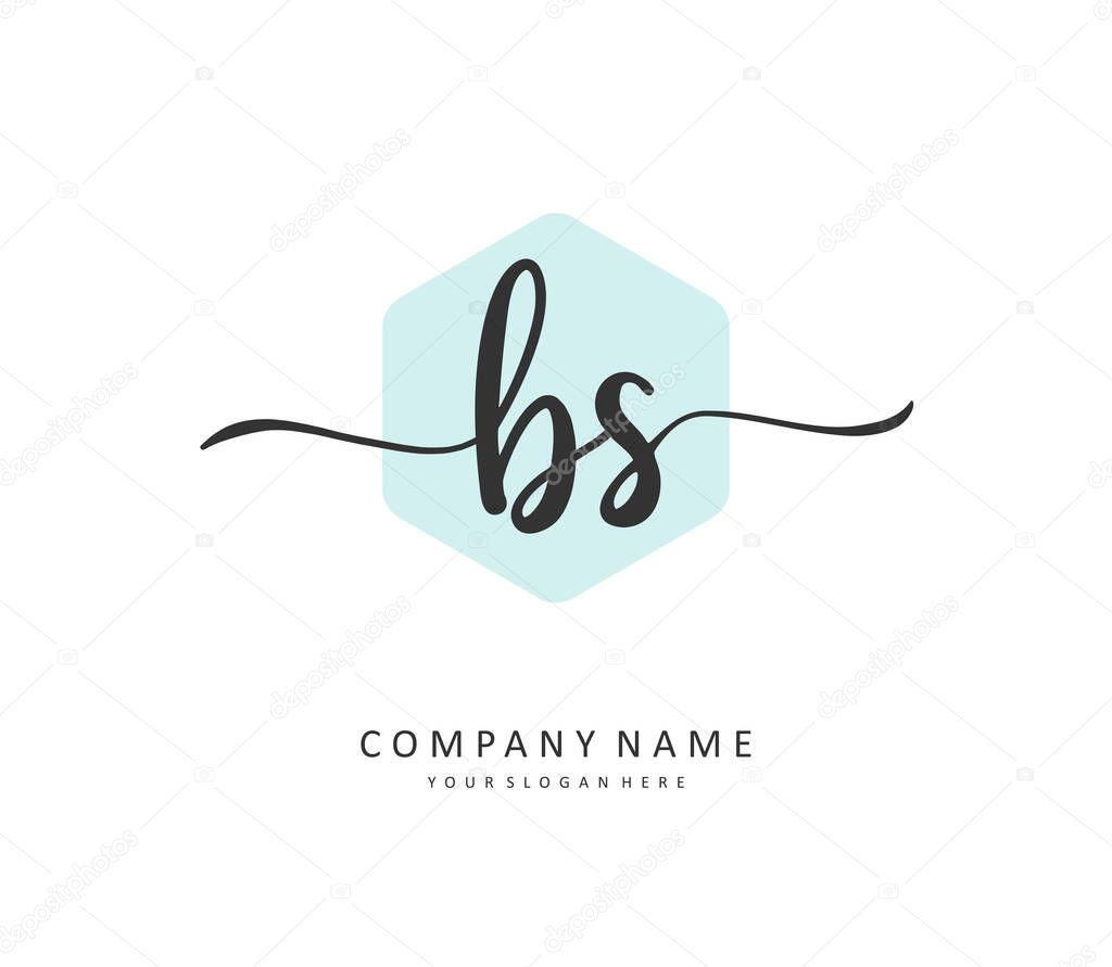 B S BS Initial letter handwriting and signature logo. A concept handwriting initial logo with template element.