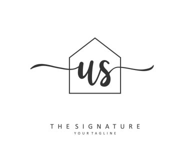 ABD ilk harf el yazısı ve imza logosu. Şablon ögesine sahip bir konsept el yazısı logosu.