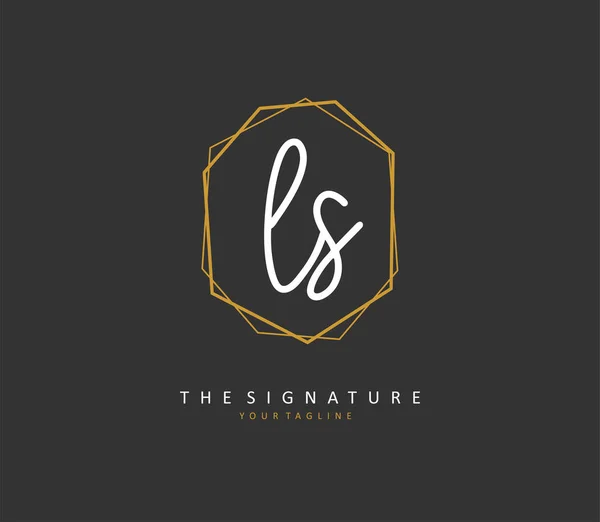 L頭文字の手書きと署名のロゴ テンプレート要素付きのコンセプト手書きの初期ロゴ — ストックベクタ