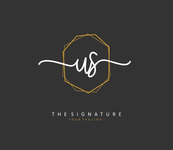 Initiële Brief Handschrift Handtekening Logo Een Concept Handschrift Eerste Logo — Stockvector