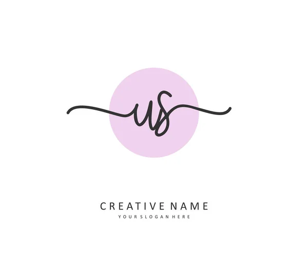États Unis Lettre Initiale Écriture Logo Signature Concept Écriture Logo — Image vectorielle