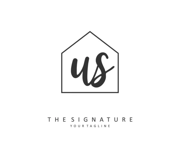 Initiële Brief Handschrift Handtekening Logo Een Concept Handschrift Eerste Logo — Stockvector