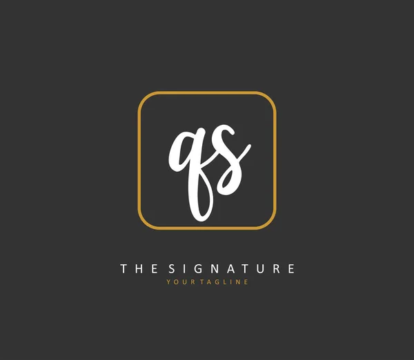 Q頭文字の手書きと署名のロゴ テンプレート要素付きのコンセプト手書きの初期ロゴ — ストックベクタ