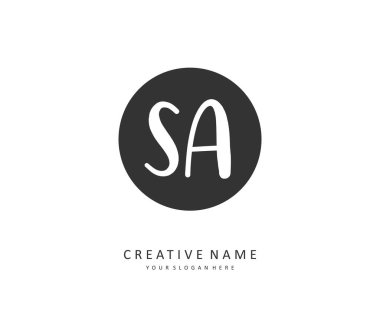 SA Baş harfleri, el yazısı ve imza logosu. Şablon ögesine sahip bir konsept el yazısı logosu.