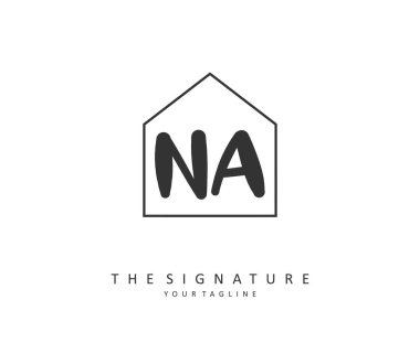 N A NA Initial letter handwriting and signature logo. A concept handwriting initial logo with template element.