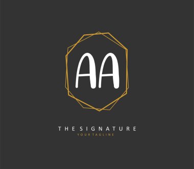 Aa İlk mektup el yazısı ve imza logosu. Şablon ögesine sahip bir konsept el yazısı logosu.