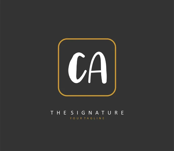 Ca頭文字の手書きと署名のロゴ テンプレート要素付きのコンセプト手書きの初期ロゴ — ストックベクタ