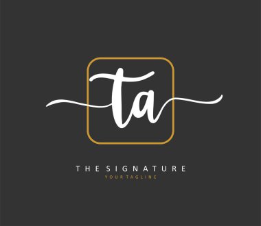 T A TA Initial letter handwriting and signature logo. A concept handwriting initial logo with template element.