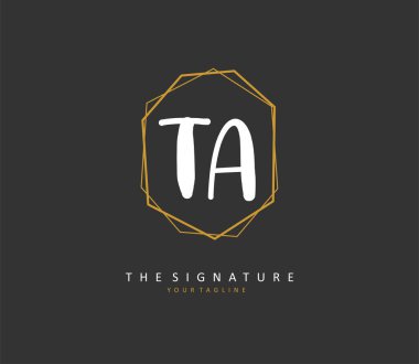 T A TA Initial letter handwriting and signature logo. A concept handwriting initial logo with template element.
