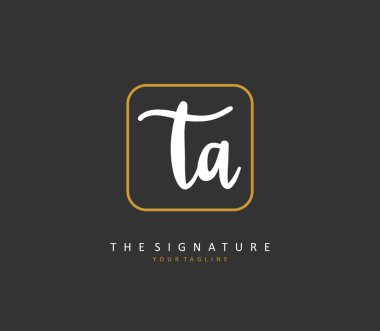 T A TA Initial letter handwriting and signature logo. A concept handwriting initial logo with template element.