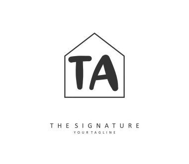 T A TA Initial letter handwriting and signature logo. A concept handwriting initial logo with template element.