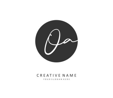 O A OA Initial letter handwriting and signature logo. A concept handwriting initial logo with template element.