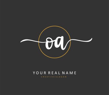 O A OA Initial letter handwriting and signature logo. A concept handwriting initial logo with template element.