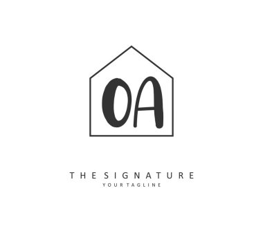 O A OA Initial letter handwriting and signature logo. A concept handwriting initial logo with template element.