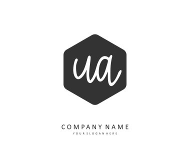 U A UA Initial letter handwriting and signature logo. A concept handwriting initial logo with template element.