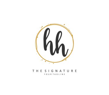 H HH Initial letter handwriting and signature logo. A concept handwriting initial logo with template element.
