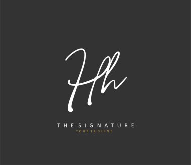 H HH Initial letter handwriting and signature logo. A concept handwriting initial logo with template element.