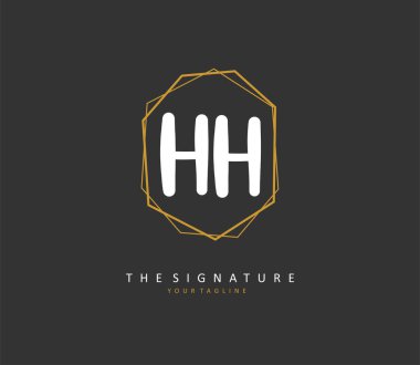 H HH Initial letter handwriting and signature logo. A concept handwriting initial logo with template element.