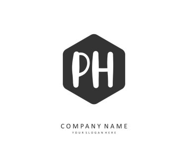 P H PH Initial letter handwriting and signature logo. A concept handwriting initial logo with template element.