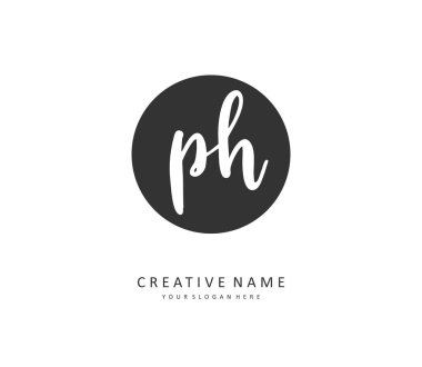 P H PH Initial letter handwriting and signature logo. A concept handwriting initial logo with template element.