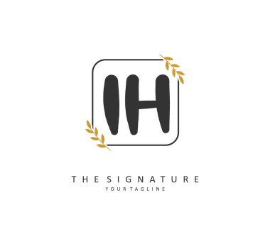 İlk harf el yazısı ve imza amblemi. Şablon ögesine sahip bir konsept el yazısı logosu.