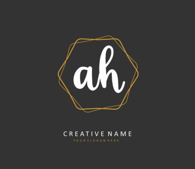 A H AH Initial letter handwriting and signature logo. A concept handwriting initial logo with template element.