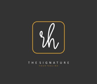 R H RH Initial letter handwriting and signature logo. A concept handwriting initial logo with template element.