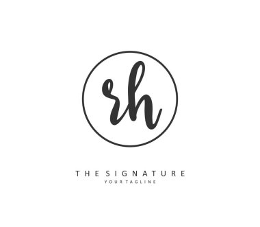 R H RH Initial letter handwriting and signature logo. A concept handwriting initial logo with template element.