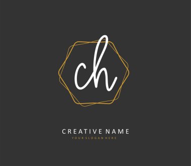 C H CH Initial letter handwriting and signature logo. A concept handwriting initial logo with template element.