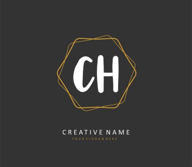 C H CH Initial letter handwriting and signature logo. A concept handwriting initial logo with template element.