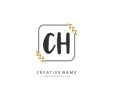 C H CH Initial letter handwriting and signature logo. A concept handwriting initial logo with template element.