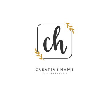 C H CH Initial letter handwriting and signature logo. A concept handwriting initial logo with template element.