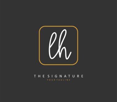 L H L L L L harfinin el yazısı ve imza logosu. Şablon ögesine sahip bir konsept el yazısı logosu.