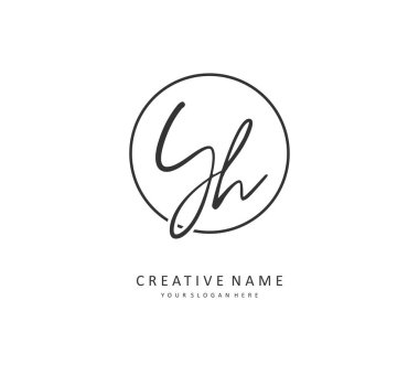 Y H YH Initial letter handwriting and signature logo. A concept handwriting initial logo with template element.