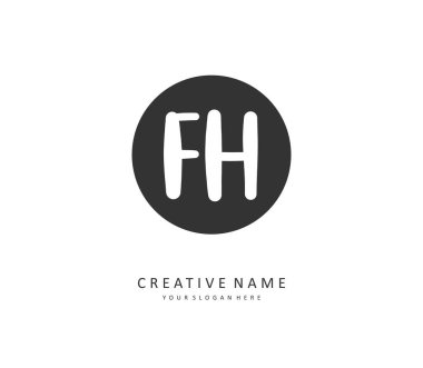 F H F F F F harfinin el yazısı ve imza logosu. Şablon ögesine sahip bir konsept el yazısı logosu.