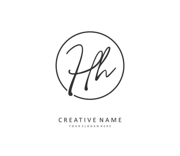 H HH Initial letter handwriting and signature logo. A concept handwriting initial logo with template element.