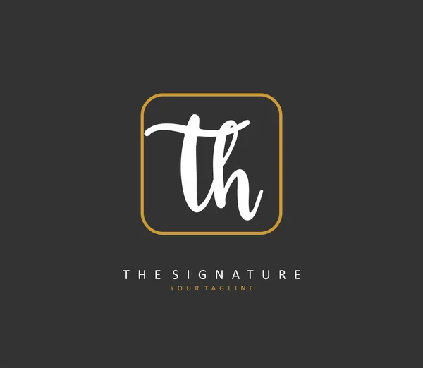 H初期文字手書きと署名のロゴ テンプレート要素付きのコンセプト手書きの初期ロゴ — ストックベクタ