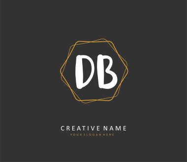 D B DB Initial letter handwriting and signature logo. A concept handwriting initial logo with template element.