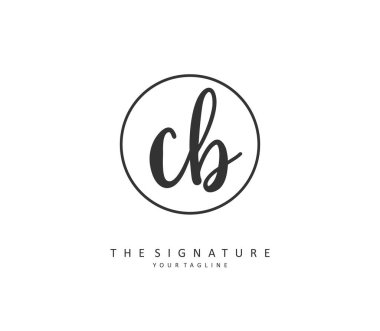 C B CB Initial letter handwriting and signature logo. A concept handwriting initial logo with template element.