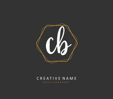 C B CB Initial letter handwriting and signature logo. A concept handwriting initial logo with template element.