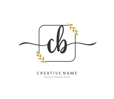 C B CB Initial letter handwriting and signature logo. A concept handwriting initial logo with template element.
