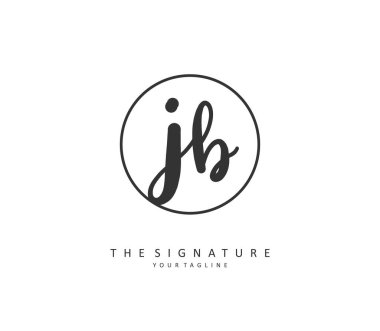 J B JB Initial letter handwriting and signature logo. A concept handwriting initial logo with template element.