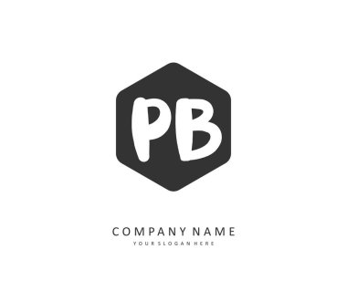 P B PB Initial letter handwriting and signature logo. A concept handwriting initial logo with template element.