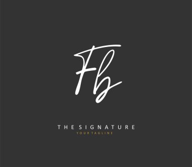 F B FB ilk harf el yazısı ve imza logosu. Şablon ögesine sahip bir konsept el yazısı logosu.