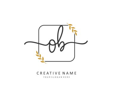 O B O baş harf el yazısı ve imza logosu. Şablon ögesine sahip bir konsept el yazısı logosu.
