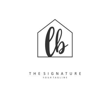 L B LB Initial letter handwriting and signature logo. A concept handwriting initial logo with template element.