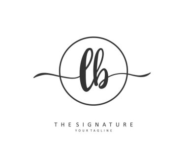 L B LB Initial letter handwriting and signature logo. A concept handwriting initial logo with template element.