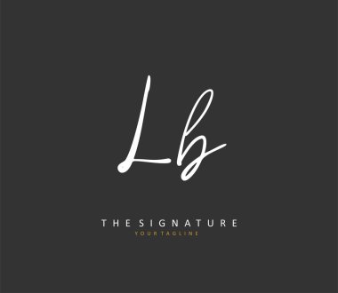 L B LB Initial letter handwriting and signature logo. A concept handwriting initial logo with template element.