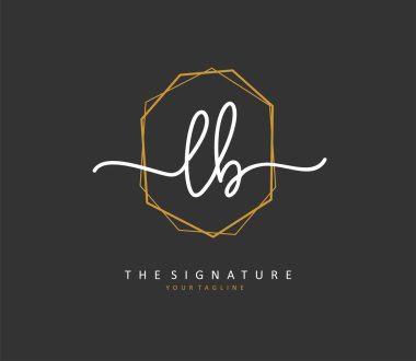 L B LB Initial letter handwriting and signature logo. A concept handwriting initial logo with template element.